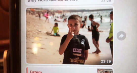 A scene from PUT YOUR SOUL ON YOUR HAND AND WALK. A Kino Lorber release.