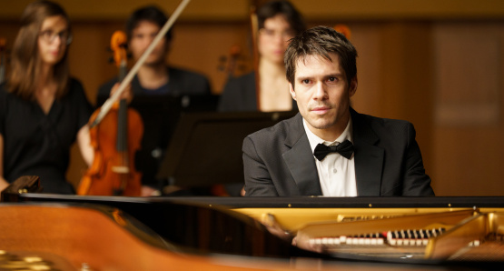 A scene from TWO PIANOS. A Kino Lorber release.